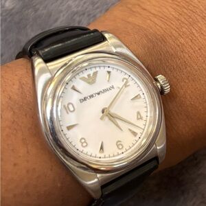 Emporio Armani Black and Silver Timepiece